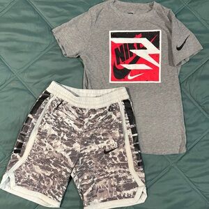 Nike Kids Gray and Red Camo Set